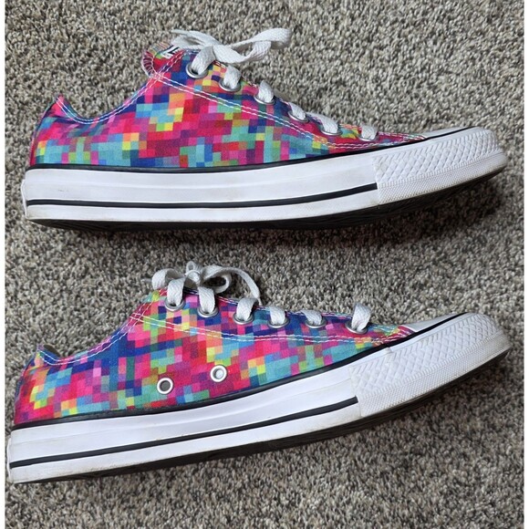 Converse All Star Low Top Pixels Sneakers Womens 8 Classic Colorful Abstract - Picture 14 of 15